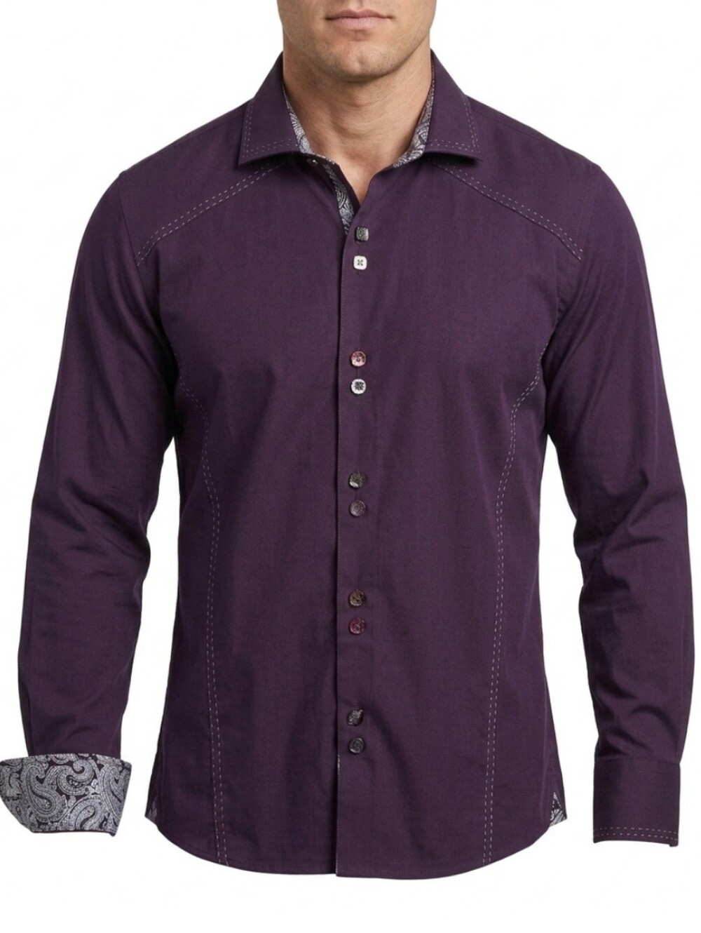 Bespoke Deep Purple Men's Long-Sleeve Dress Shirt